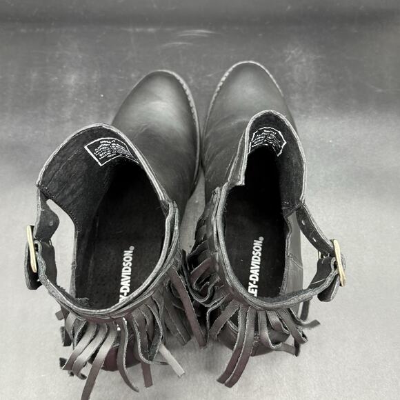 Harley Davidson Boots Womens Size 8 Amory Heeled Leather Ankle Fringe Black - Picture 6 of 9